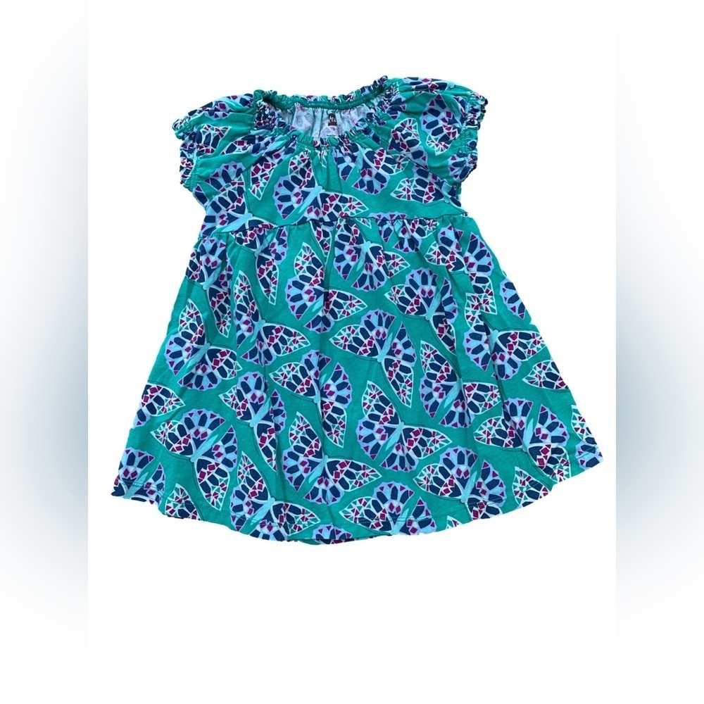 Tea Collection Size 3 Teal Mosaic Print Butterfly Dress